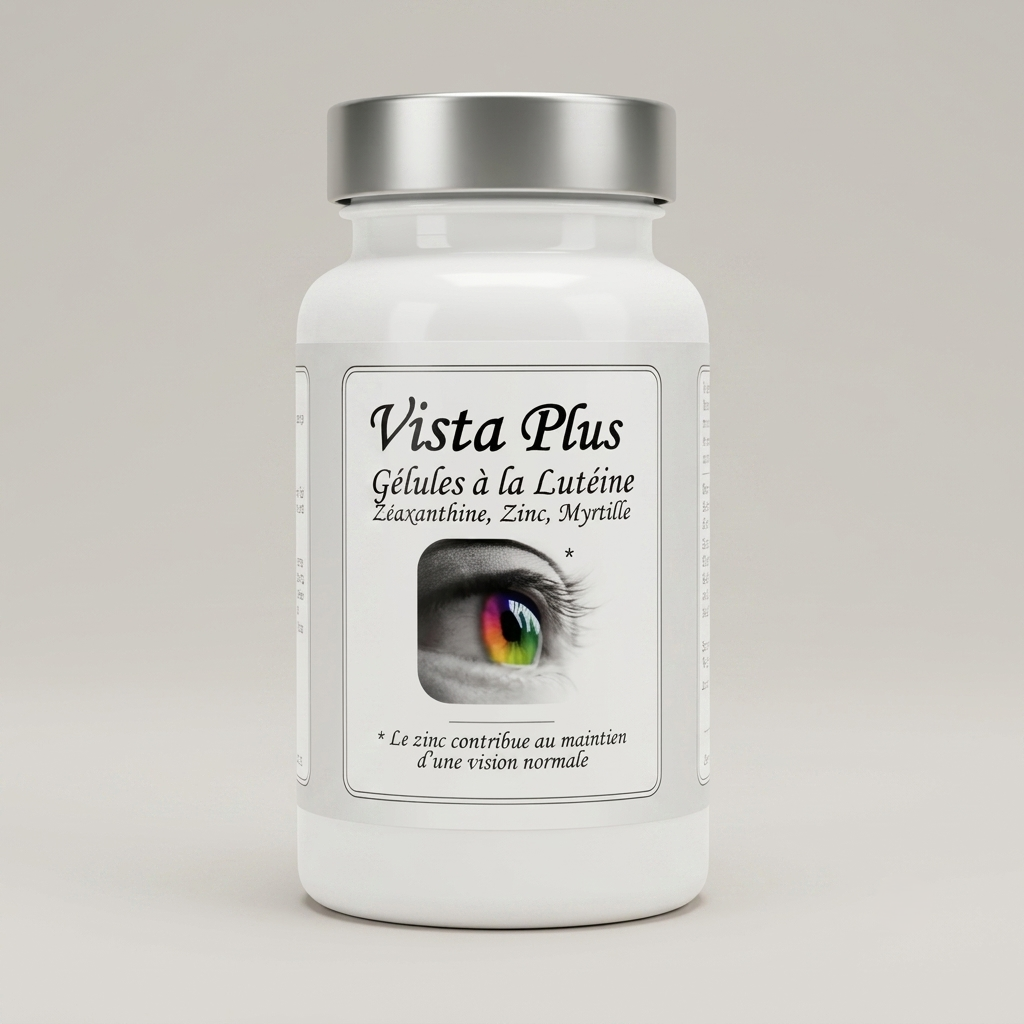 Vista Plus, Flasche mit 60 Kapseln mit Lutein, Zeaxanthin, Zink und Heidelbeere